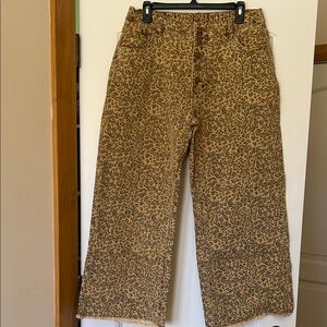 Blue Velvet brand Leopard Print Wide-Leg Pants button fly.